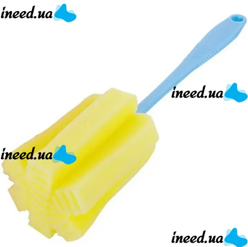 Универсальная губка с длинной ручкой Sponge Cleaning Remiling для мытья бутылок и высоких стаканов, Кухонная убчатая щетка для чистки посуды