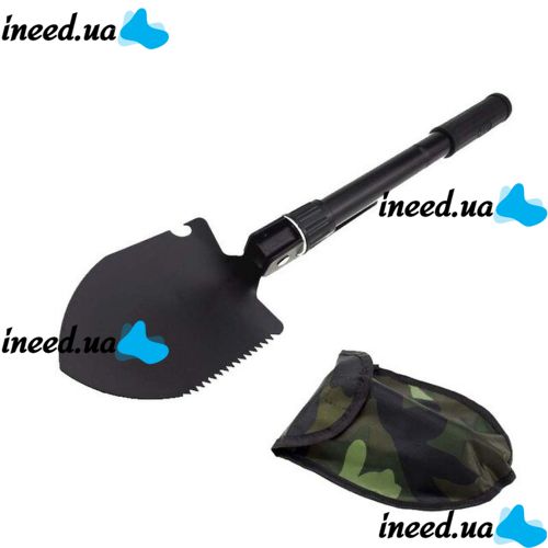 Tourist folding sapper shovel Tramp TR-55, pick, saw, opener with compass 5 in 1 made of steel, Black, tactical, car in a case