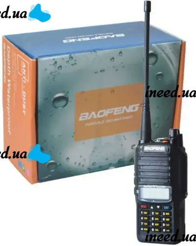 Дводіапазонна рація радіоприймач Baofeng UV-9R Plus 8W на 128 каналів до 10 км, цифрова радіостанція з гарнітурою і вбудованим FM радіо Чорна