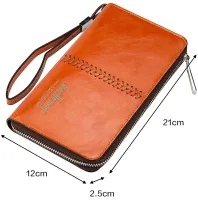 Мужской кошелек клатч Baellerry Leather Model 1 W009 Orange с отделением для телефона, Мужское портмоне на 21 отделений для купюр Оранжевый