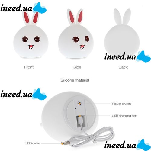 Baby Night Light Silicone Bunny Rabbit Silicone Lamp ZH-03 Desktop Wireless Rechargeable Lamp Lamp Bunny Rabbit with Ears LY-271