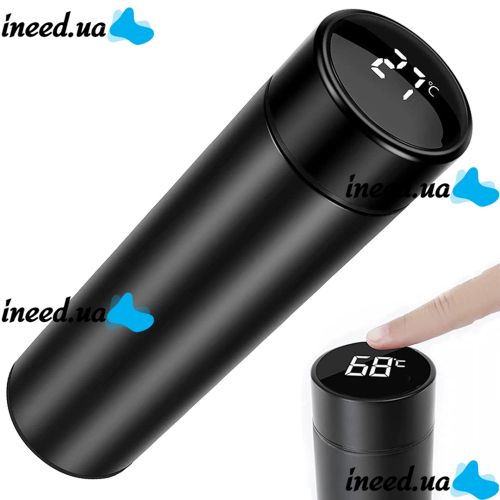 Умный термос Smart Cup 500 мл с LED датчиком индикатором температуры из нержавеющей стали, Вакуумный термос термокружка с дисплеем, экраном