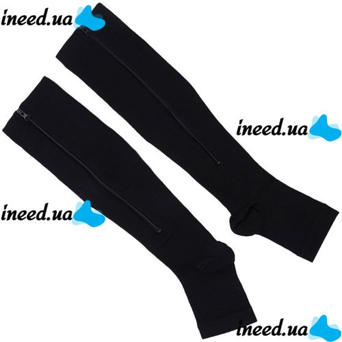 Компрессионные гольфы от варикоза Zip Sox, облегающие лечебные чулки, носки для фиксации лодыжек Зип Сокс со змейкой, Черные S/M, L/XL