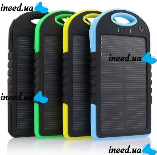 Портативное зарядное устройство Power Bank Solar Charger 50000 mAh c Led фонариком и карабином на солнечной батарее, внешний аккумулятор 2, павербанк