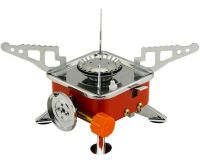 Туристическая газовая горелка плита таганок Kovar MB-K202 для приготовления еды с цанговым креплением под газовые баллоны и пьезоподжигом Красный