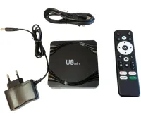 Смарт приставка Smart TV Box U8 Mini 4Gb/32GB Android с пультом, ТВ медиаплеер 4K Андроид со встроенным Wi-Fi модулем для телевизора Черная