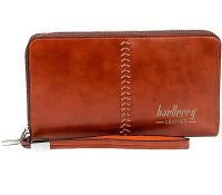Мужской кошелек клатч Baellerry Leather Model 1 W009 Orange с отделением для телефона, Мужское портмоне на 21 отделений для купюр Оранжевый