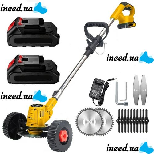 Аккумуляторная газонокосилка триммер DeWalt DCMST156N 48v с колесами для покоса травы и кустов, Беспроводная коса Деволт для стрижки газона