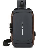 Мужская сумка барсетка через плечо Weixier X306 с USB-портом для зарядки, Нагрудный водонепроницаемый кросс боди рюкзак Fashion с кодовым замком