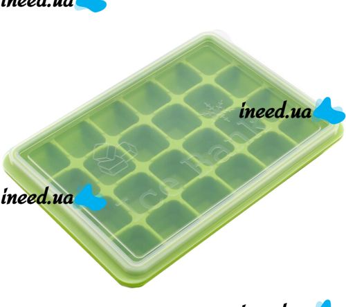 Силиконовая многоразовая форма Silicone Ice Cubes Make для заморозки льда и шоколада с крышкой на 24 ячейки, Лоток поднос для хранения льда 24 кубика