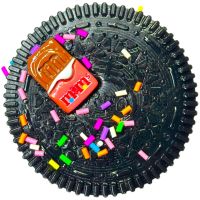 Силиконовая игрушка антистресс сквиш Печенье Oreo Pinch Family 6 см с ворсинками для рук, Детская мялка в виде печенья Таба Орео Squishy для детей