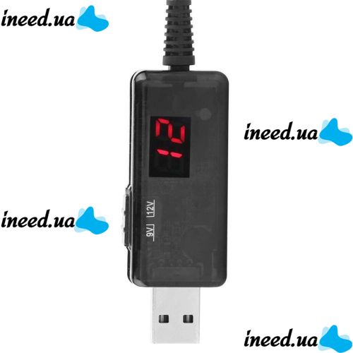 Step-up USB cable for powering a Wi-Fi router from Power Bank 5V with a 9V or 12V switch, with a 9V/12V regulator with a 3.5mm and 5.5mm adapter
