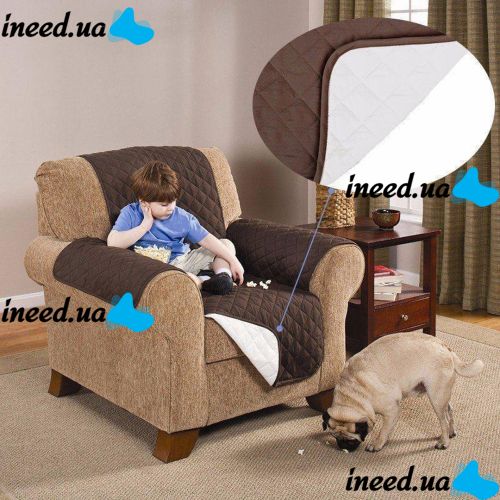 Двухсторонняя накидка чехол на кресло Couch Coat из микрофибры, Защитное двухстороннее водонепроницаемое стеганое покрывало для кресла