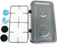 Настольный газовый таганок Domotec MS-6602 на 2 конфорки для еды, Двухконфорочная газовая плита настольная варочная поверхность для баллонного газа