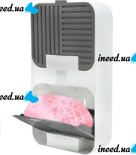 Настенный органайзер для мыла Flip Lid Drain Soap Box на 2 отсека с откидными крышками, Двойная навесная мыльница со сливом на стену в ванную