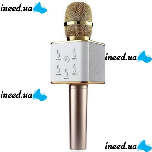 Беспроводной микрофон караоке bluetooth Q7 Gold Золотой