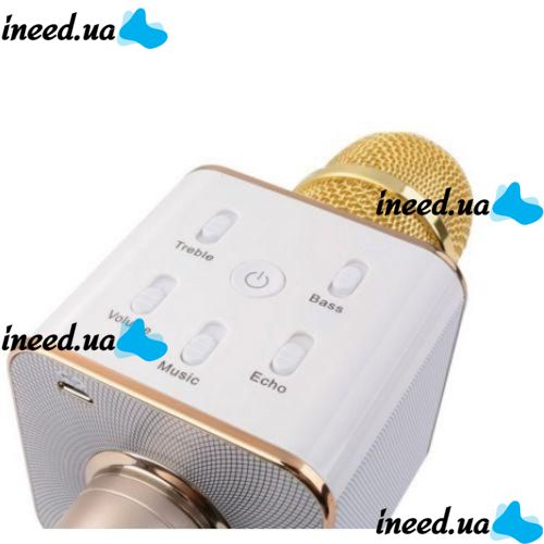 Беспроводной микрофон караоке bluetooth Q7 Gold Золотой