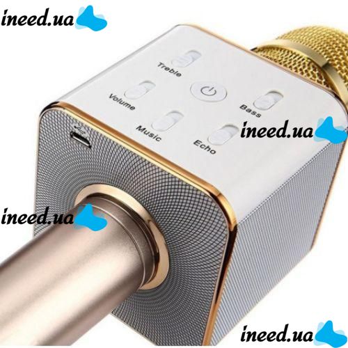 Беспроводной микрофон караоке bluetooth Q7 Gold Золотой