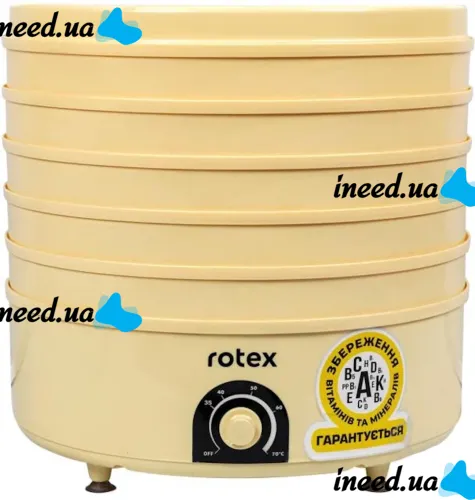 Электрическая сушилка ROTEX RD660-Y на 5 отсеков для сушки овощей и фруктов с терморегулятором 520W, Электросушилка дегидратор 20л для продуктов