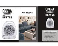 Електричний тепловентилятор Opera Digital OP-H0001 2000W дуйка 3 режими з ручкою, підлоговий обігрівач Опера 2000 Вт на 22 кв. м. для дому Білий