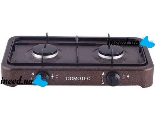Настольный газовый таганок плита Domotec MS-6662 на 2 конфорки, газовая плита