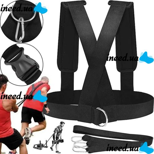 Спортивные ремни для силовых тренировок на тело Fitness Sled Harness жилет упряжка для ускорения с кольцами Фитнес ремень для занятия спортом Черный
