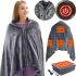 Туристичний плед пончо з підігрівом Heating Shawl Blanket JT - 202275 від USB Power Bank електроковдра із застібкою 3 режими нагріву для кемпінгу Сірий