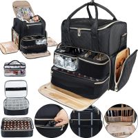 Дорожная сумка косметичка футляр Bagsmart Ivodeela с отсеками для хранения лака и косметики, Женский органайзер для макияжа с 3 съемными футлярами Черная