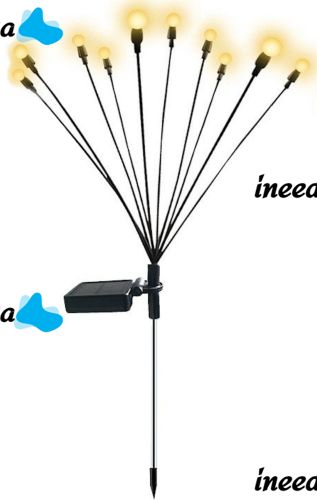 Уличный садовый светильник Solar Sunari Lamp FLS-89 Светлячок 10 LED на солнечной батарее теплый белый, Ландшафтный фонарь 72 см для сада