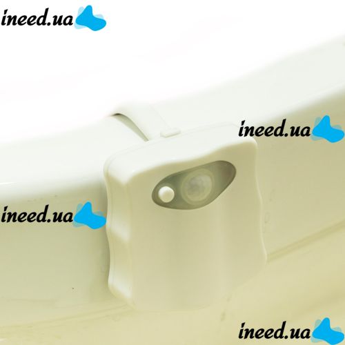 Автономная цветная LED подсветка Light Bowl Toilet Led для унитаза с датчиком движения и света 8 цветов, Светодиодный светильник в унитаз Белый