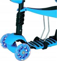 Трехколесный детский самокат беговел Scooter FYS-2864 Blue 5 в 1 со складным сиденьем, родительской ручкой и светящимися колесами для детей Голубой