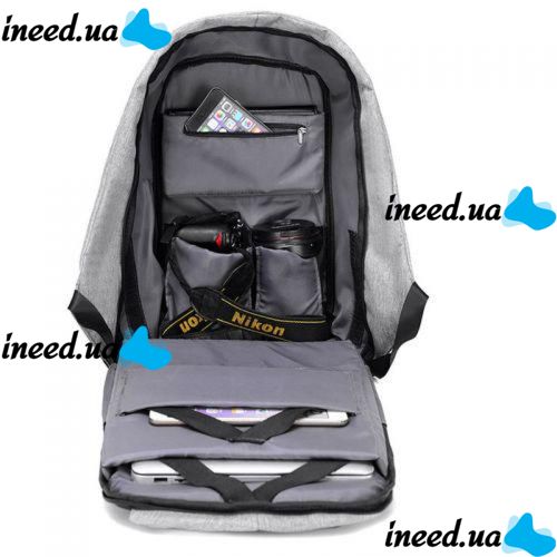 Anti-theft Backpack Bobby XD Design Grey USB with USB Charging Connector travel bag 9009
