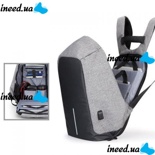 Anti-theft Backpack Bobby XD Design Grey USB with USB Charging Connector travel bag 9009
