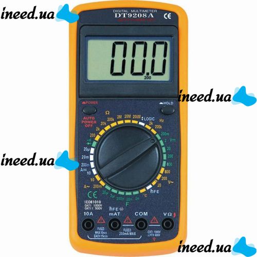 Цифровой профессиональный мультиметр Digital DT9208A тестер вольтметр амперметр с термопарой