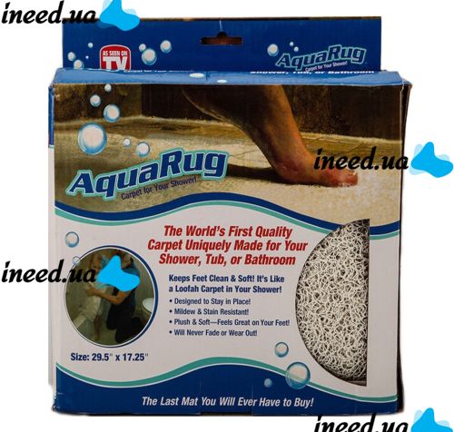 Антискользящий коврик для ванной комнаты на присосках Aqua Rug 29,5*17,25 см, Нескользящий впитываюющий коврик в ванную с присосками ( Аква Раг )