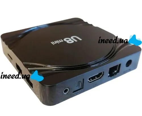 Смарт приставка Smart TV Box U8 Mini 4Gb/32GB Android с пультом, ТВ медиаплеер 4K Андроид со встроенным Wi-Fi модулем для телевизора Черная