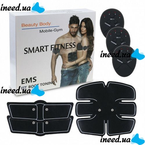 Миостимулятор EMS Trainer 3 в 1 + 2 бабочки на бицепсы, большой полный комплект Тренажер Smart Fitness для мышц пресса живота рук и ног