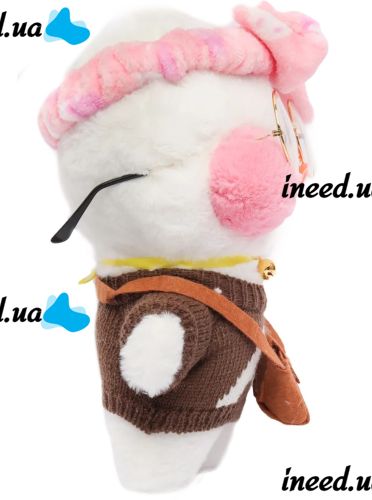 Soft toy Huada Toys duck with glasses Lalafanfan 35 cm, plush duck in clothes Cafe mimi duck Lalafanfan White