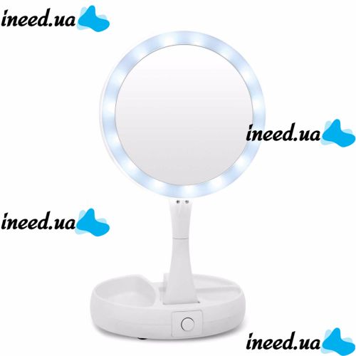 Desktop Round Cosmetic Mirror with LED Backlight My Fold Away For Makeup , Folding Magnifying 10x Mirror Transformer with Organizer