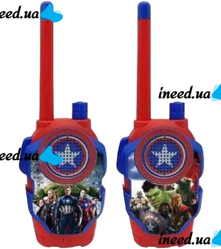 Детский набор из 2 раций Мстители Walkie Talkie Avengers 1568-1 на батарейках до 3м, Детские рации 2 шт Супергерои для связи со звуковыми эффектами