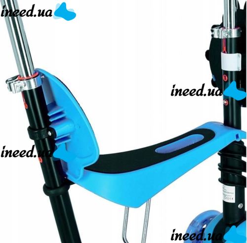 Трехколесный детский самокат беговел Scooter FYS-2864 Blue 5 в 1 со складным сиденьем, родительской ручкой и светящимися колесами для детей Голубой
