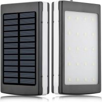 Портативное зарядное Power Bank Solar 50000 mAh c Led фонариком УМБ Metal Черный на солнечной батарее Павербанк, внешний аккумулятор, PowerBank 