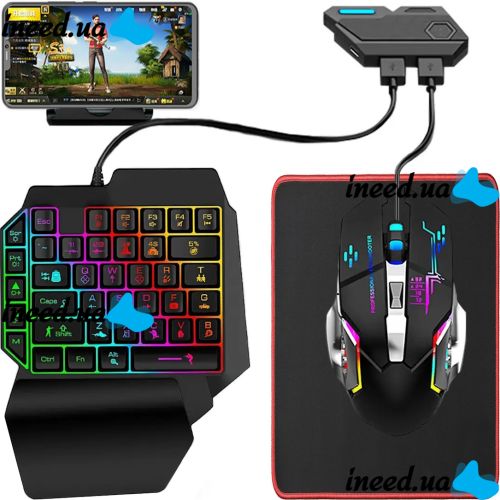 Игровой комплект Bluetooth Mix Elite SE Plus для IOS Android телефона и планшета конвертер проводная клавиатура K12X мышка G2 с ковриком и подсветкой