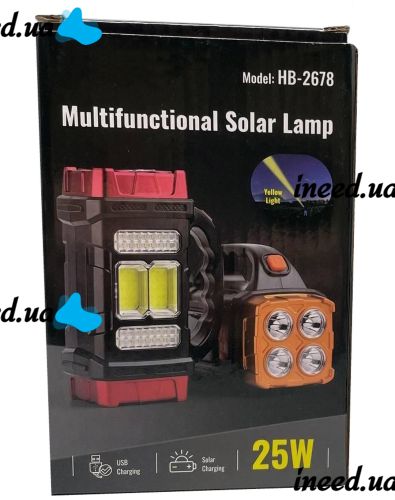 Handheld Rechargeable Flashlight with Powerbank X-Balog HB-2678 1500mAh Solar Powered Portable LED Flashlight Floodlight for Camping USB