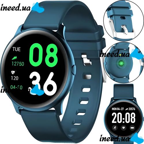 Наручные Смарт часы Smart Watch KW19 Blue 44mm c измерением давления и фитнес трекером Умные Bluetooth часы с тонометром и пульсометром Синие