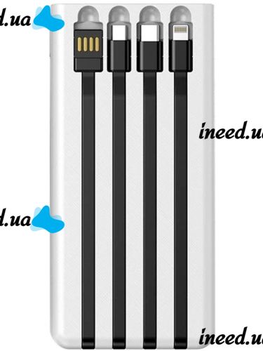 Портативное зарядное устройство Power Bank Z-05 50000 mah c набором 4 кабелей, Внешний аккумулятор зарядка с фонариком Type-C MicroUSB Lightning