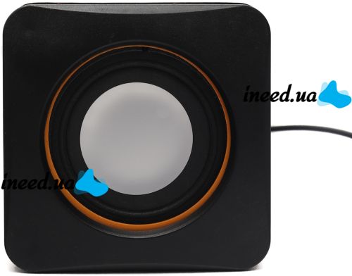 Мини USB колонки для ПК компьютера, ноутбука D-02A проводная компьютерная акустическая система 6.8Х6.8 см, маленькая музыкальная акустика 3.5 мм 5W