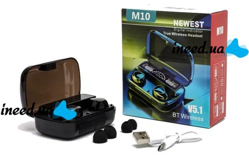 Wireless Bluetooth Headphones Newest M10 with LED Display and Charge Indicator Black Black Touch Screen TWS M10 c powerbank Earbuds