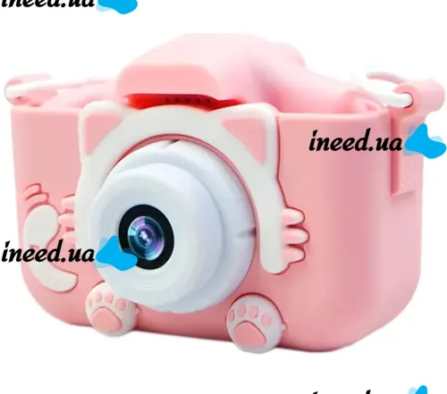 Детский цифровой фотоаппарат Smart kids Kitty XO XJ01 с селфи камерой и видео съемкой 600mAh, Камера Котик 2" с встроенными играми для детей Розовый
