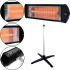 Infrared Electric Heater Delfa HI 2123 Quartz Outdoor Electric Heater with Tripod Stand 2500W Wall Mounted UFO for Home 